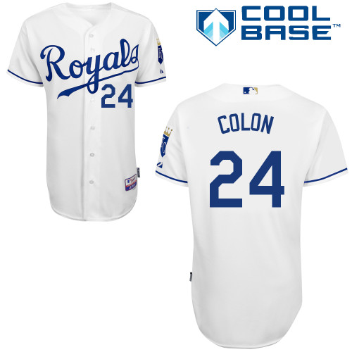 Christian Colon #24 MLB Jersey-Kansas City Royals Men's Authentic Home White Cool Base Baseball Jersey
